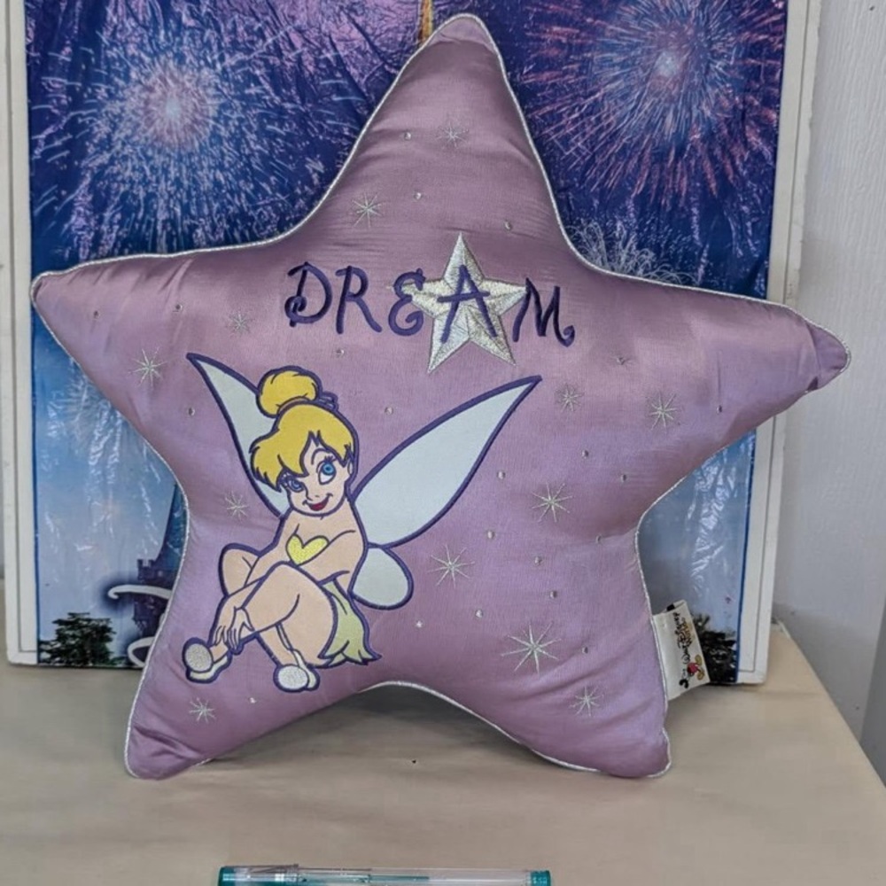 Vintage Y2K Disney Parks Peter Pan tinker bell DREAM embroidered accent pillow